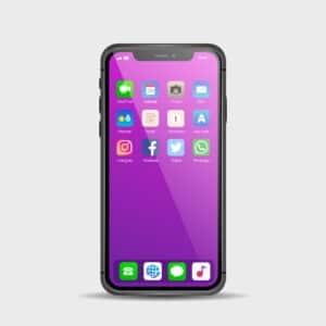 un smartphone avec un fond d’écran de couleur violette