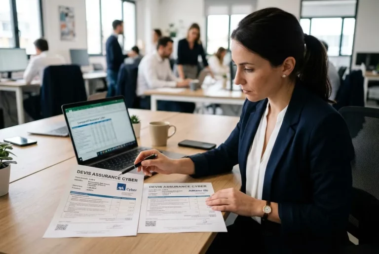 une femme cherche un contrat d’assurance cyber correspondant à ses besoins