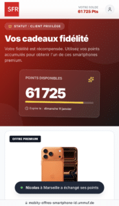 l’arnaque « points SFR – iPhone gratuit