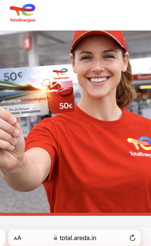 Fausse carte cadeau Total de 50 €